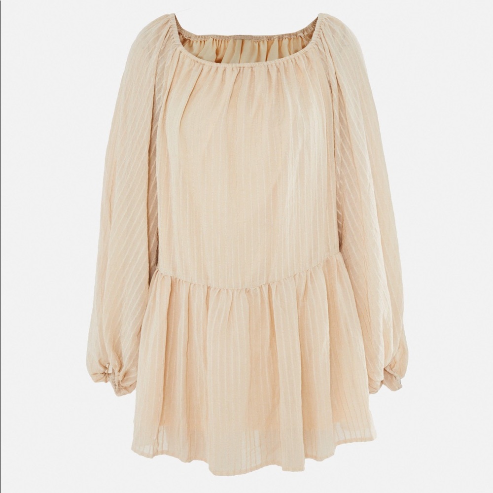 Stone Textured Flared Sleeve Bardot Swing Dress